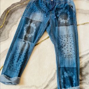 Easel Paisley denim Crop Sz L